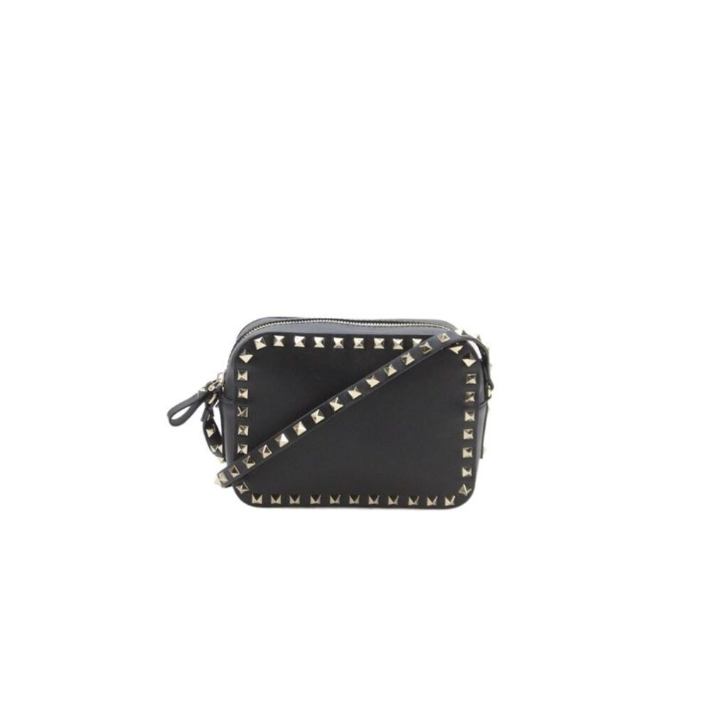 Valentino Garavani Womens Rockstud Camera Crossbody Handbag Black